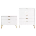Manhattan Comfort Dumbo 2pc Modern 5 Drawer Dresser and 3 Drawer Dresser Set