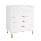 Set comò moderno 2 pezzi | Verticale a 5 cassetti e orizzontale a 3 cassetti con ferramenta antiribaltamento