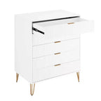 Set comò moderno 2 pezzi | Verticale a 5 cassetti e orizzontale a 3 cassetti con ferramenta antiribaltamento