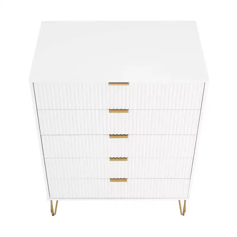 Set comò moderno 2 pezzi | Verticale a 5 cassetti e orizzontale a 3 cassetti con ferramenta antiribaltamento