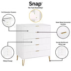 Set comò moderno 2 pezzi | Verticale a 5 cassetti e orizzontale a 3 cassetti con ferramenta antiribaltamento