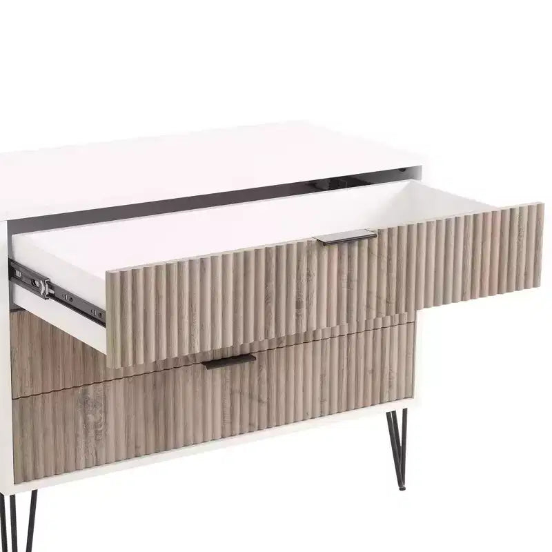Set comò moderno 2 pezzi | Verticale a 5 cassetti e orizzontale a 3 cassetti con ferramenta antiribaltamento