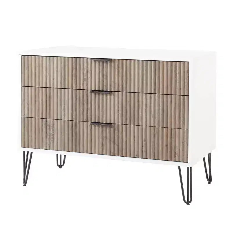 Set comò moderno 2 pezzi | Verticale a 5 cassetti e orizzontale a 3 cassetti con ferramenta antiribaltamento