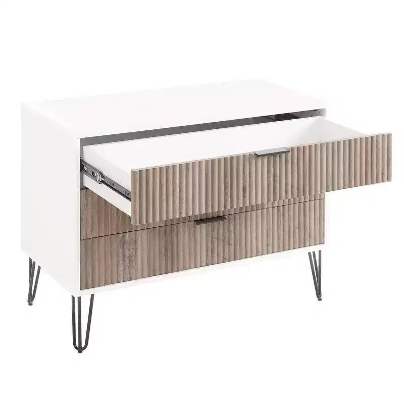 Set comò moderno 2 pezzi | Verticale a 5 cassetti e orizzontale a 3 cassetti con ferramenta antiribaltamento