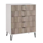 Set comò moderno 2 pezzi | Verticale a 5 cassetti e orizzontale a 3 cassetti con ferramenta antiribaltamento