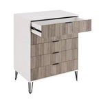 Set comò moderno 2 pezzi | Verticale a 5 cassetti e orizzontale a 3 cassetti con ferramenta antiribaltamento