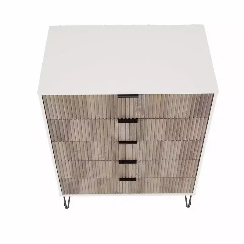 Set comò moderno 2 pezzi | Verticale a 5 cassetti e orizzontale a 3 cassetti con ferramenta antiribaltamento