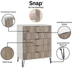 Set comò moderno 2 pezzi | Verticale a 5 cassetti e orizzontale a 3 cassetti con ferramenta antiribaltamento