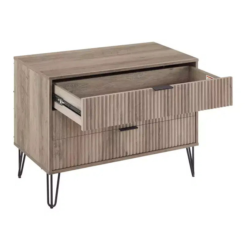 Set comò moderno 2 pezzi | Verticale a 5 cassetti e orizzontale a 3 cassetti con ferramenta antiribaltamento