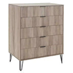 Set comò moderno 2 pezzi | Verticale a 5 cassetti e orizzontale a 3 cassetti con ferramenta antiribaltamento