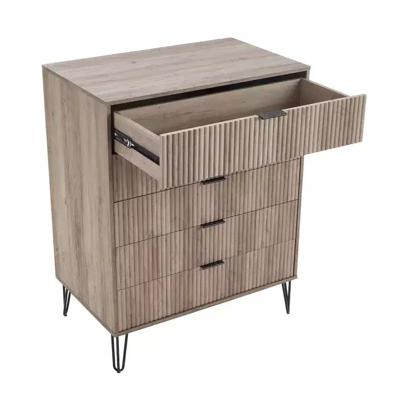 Set comò moderno 2 pezzi | Verticale a 5 cassetti e orizzontale a 3 cassetti con ferramenta antiribaltamento
