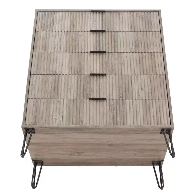 Set comò moderno 2 pezzi | Verticale a 5 cassetti e orizzontale a 3 cassetti con ferramenta antiribaltamento