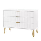 Set comò moderno 2 pezzi | Verticale a 5 cassetti e orizzontale a 3 cassetti con ferramenta antiribaltamento
