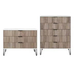 Set comò moderno 2 pezzi | Verticale a 5 cassetti e orizzontale a 3 cassetti con ferramenta antiribaltamento
