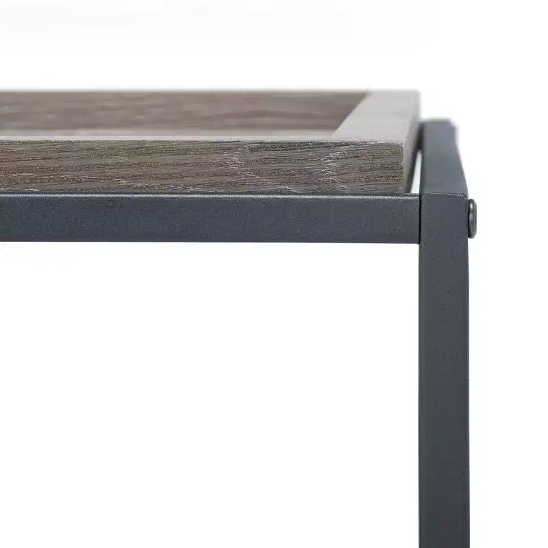 Tavolino da caffè moderno con vassoio in legno e struttura in acciaio nero | Marrone/Nero