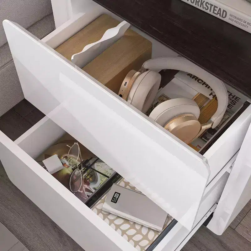 Comodino Moderno con Luce a LED e 2 Cassetti