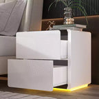 Comodino Moderno con Luce a LED e 2 Cassetti