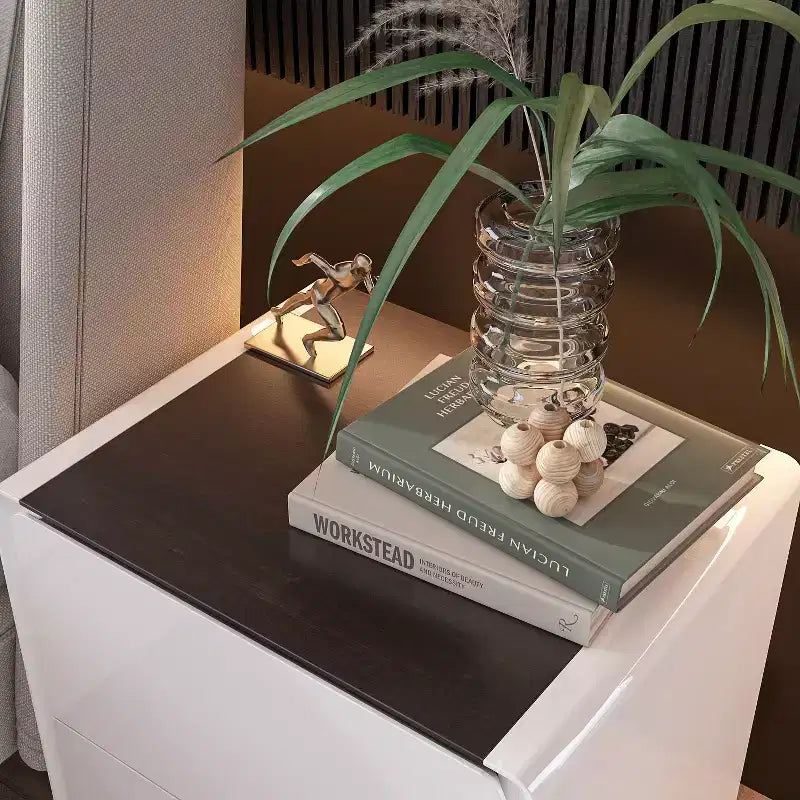 Comodino Moderno con Luce a LED e 2 Cassetti