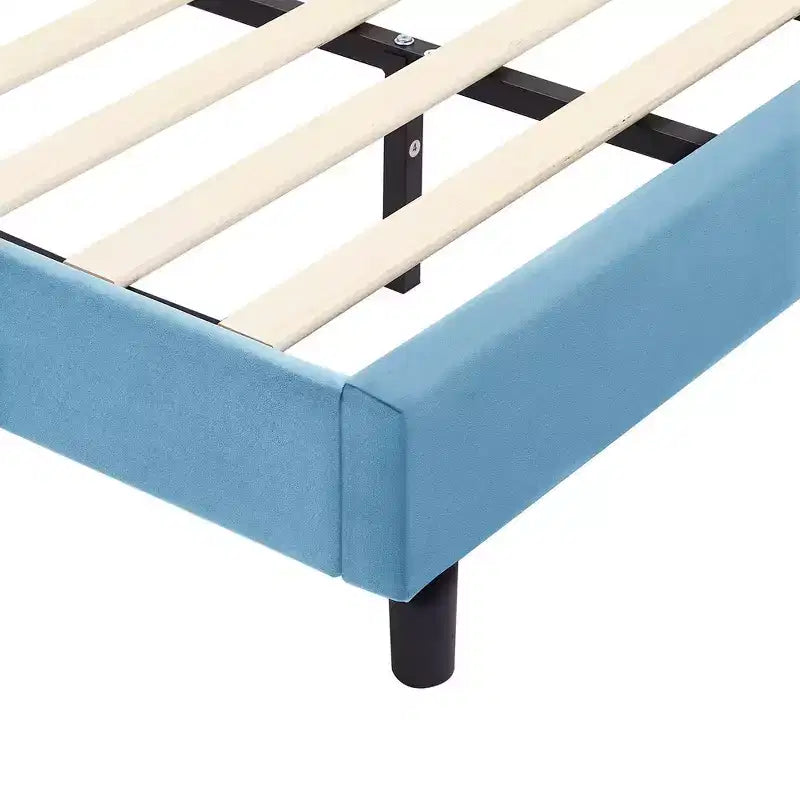 Letto a piattaforma singolo per bambini con testiera imbottita a forma di orecchie di coniglio