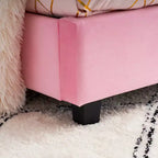 Letto a piattaforma singolo per bambini con testiera imbottita a forma di orecchie di coniglio