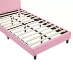 Letto a piattaforma singolo per bambini con testiera imbottita a forma di orecchie di coniglio