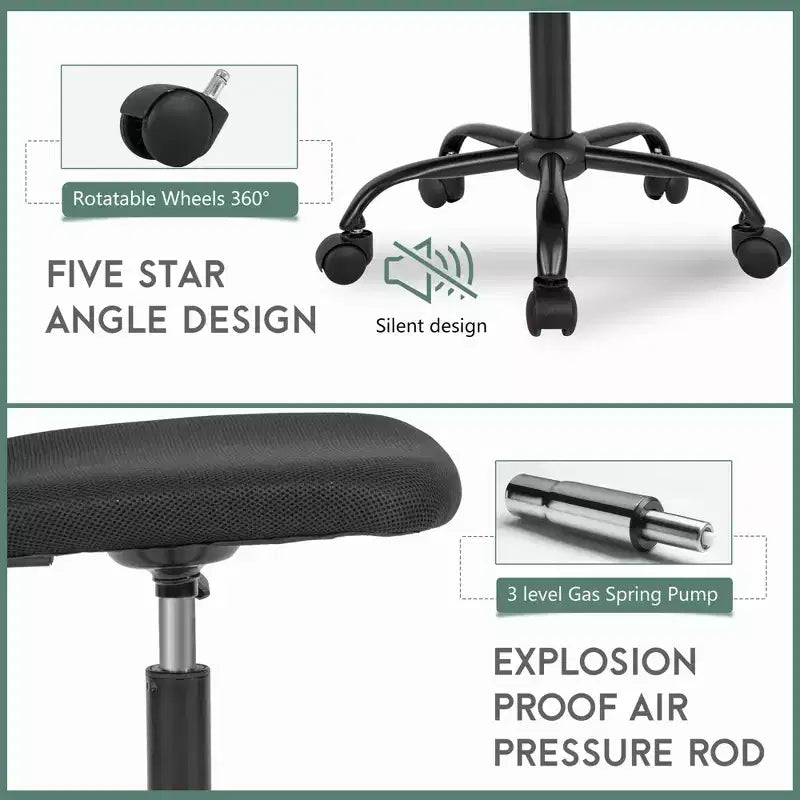 Mid Back Mesh Office Chair | Armless, Rolling Swivel & Adjustable Lumbar Support