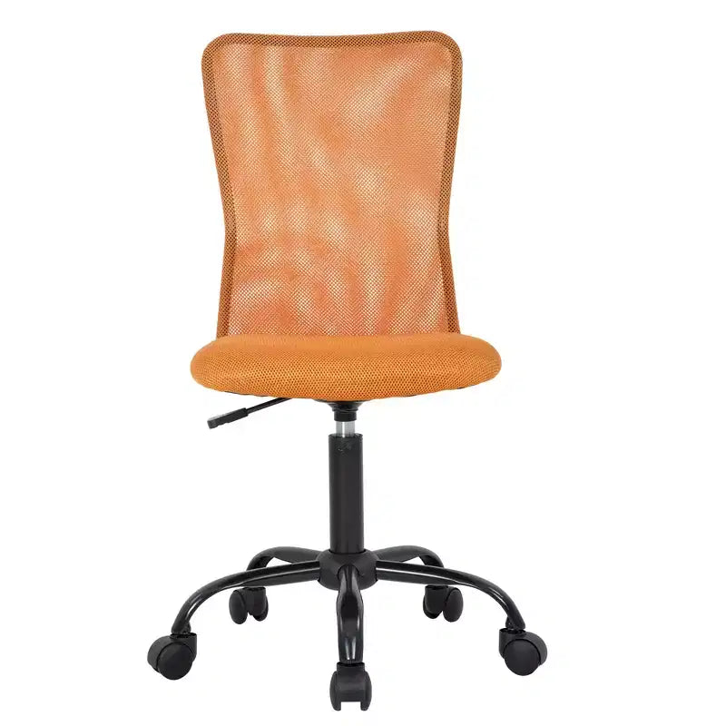 Mid Back Mesh Office Chair | Armless, Rolling Swivel & Adjustable Lumbar Support