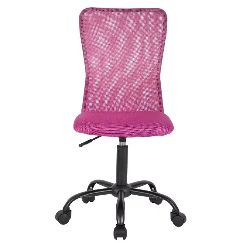 Mid Back Mesh Office Chair | Armless, Rolling Swivel & Adjustable Lumbar Support