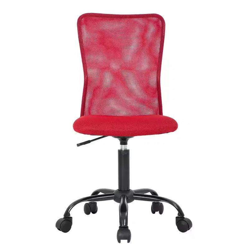 Mid Back Mesh Office Chair | Armless, Rolling Swivel & Adjustable Lumbar Support