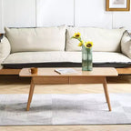 Coffee Table with Drawers, Wood Coffee Table, Center Table Low Table Solid Wood Top Plate Desk Study Writing Desk for Living Room Bedroom Entrayway