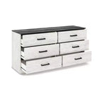 Cassettiera a sei cassetti Modern Farmhouse bicolore, bianco anticato e grigio rustico