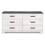 Cassettiera a sei cassetti Modern Farmhouse bicolore, bianco anticato e grigio rustico