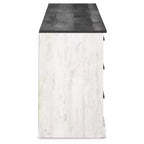 Cassettiera a sei cassetti Modern Farmhouse bicolore, bianco anticato e grigio rustico