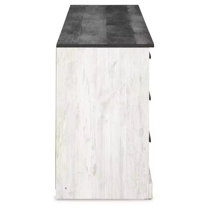 Cassettiera a sei cassetti Modern Farmhouse bicolore, bianco anticato e grigio rustico