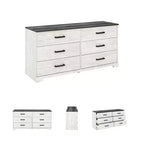 Cassettiera a sei cassetti Modern Farmhouse bicolore, bianco anticato e grigio rustico