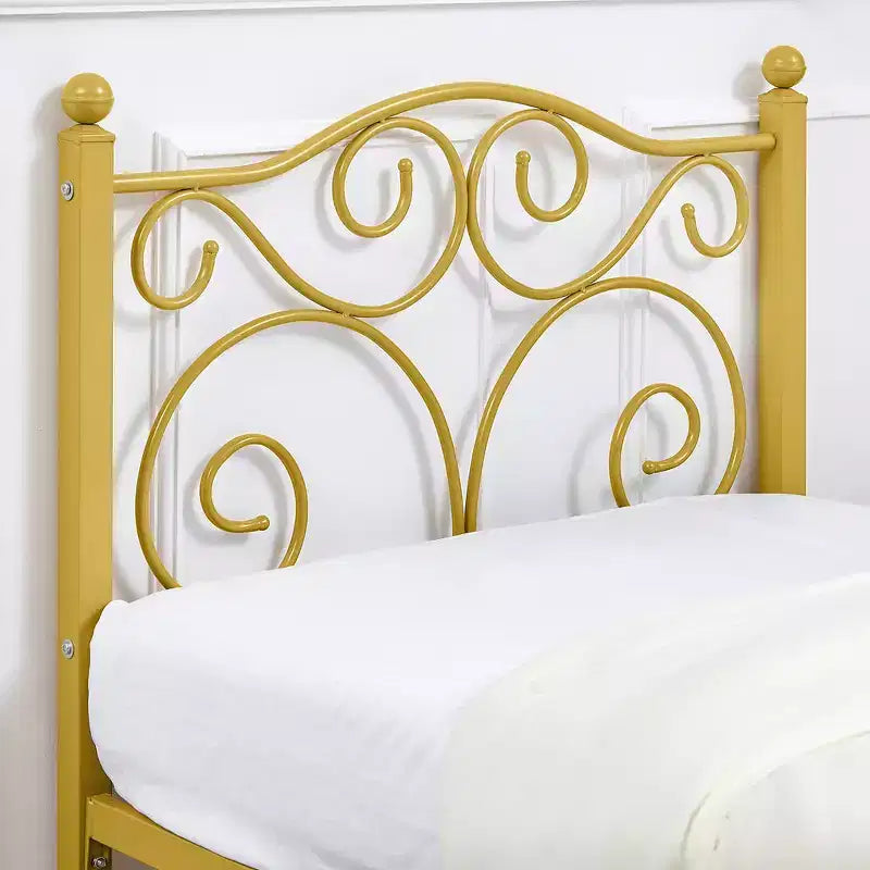 Struttura letto in metallo a volute con testiera e pediera
