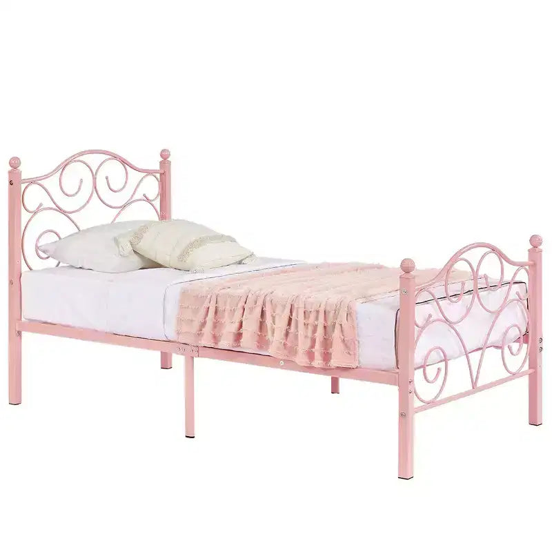 Struttura letto in metallo a volute con testiera e pediera