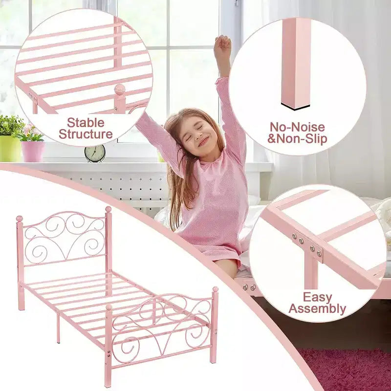 Struttura letto in metallo a volute con testiera e pediera