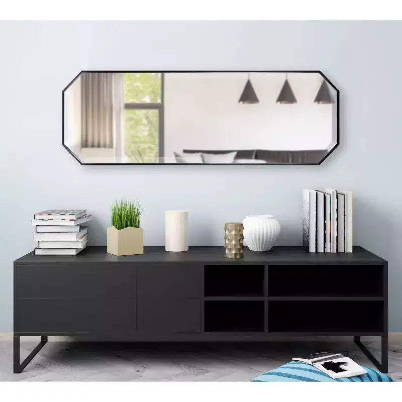 Specchio da parete a figura intera 16 x 48 pollici | Vetro smussato, con cornice, nero o oro