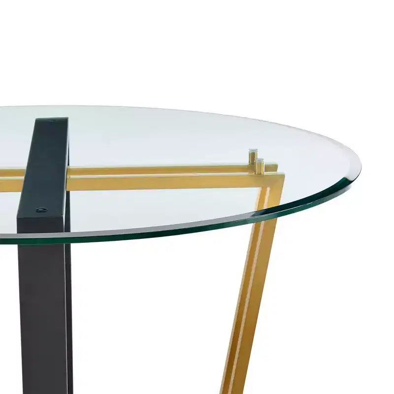Tavolo da pranzo rotondo in vetro da 122 cm | Base in acciaio inossidabile spazzolato e ferro
