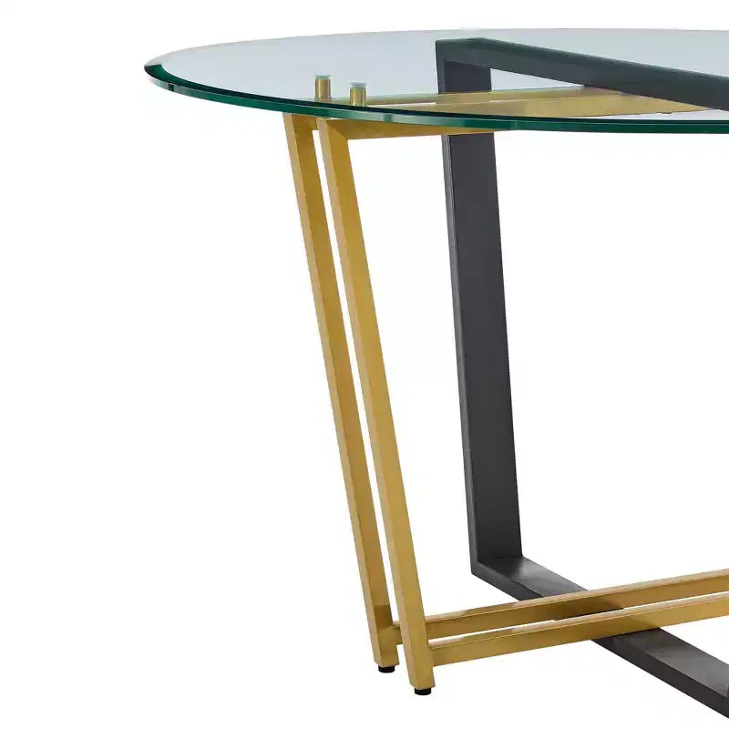 Tavolo da pranzo rotondo in vetro da 122 cm | Base in acciaio inossidabile spazzolato e ferro