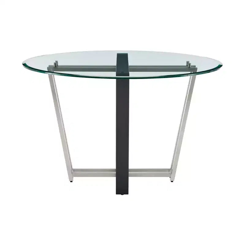 Tavolo da pranzo rotondo in vetro da 122 cm | Base in acciaio inossidabile spazzolato e ferro