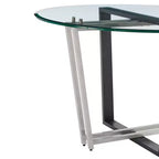 Tavolo da pranzo rotondo in vetro da 122 cm | Base in acciaio inossidabile spazzolato e ferro