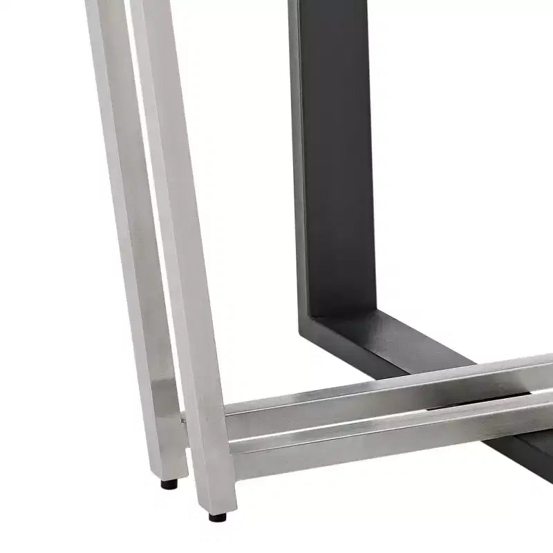 Tavolo da pranzo rotondo in vetro da 122 cm | Base in acciaio inossidabile spazzolato e ferro