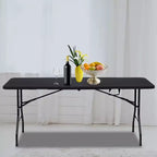 Tavolo Pieghevole Portatile 6 Piedi, Pieghevole a Metà | Piano in HDPE, Posti a Sedere 8-10, Nero