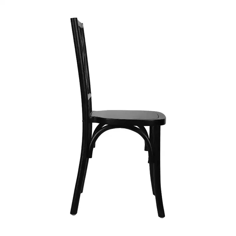 Sedia da pranzo impilabile in legno massello di qualità commerciale con dettagli intricati sullo schienale