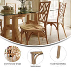 Sedia da pranzo impilabile in legno massello di qualità commerciale con dettagli intricati sullo schienale