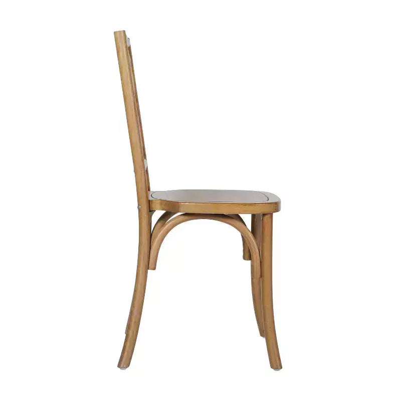 Sedia da pranzo impilabile in legno massello di qualità commerciale con dettagli intricati sullo schienale
