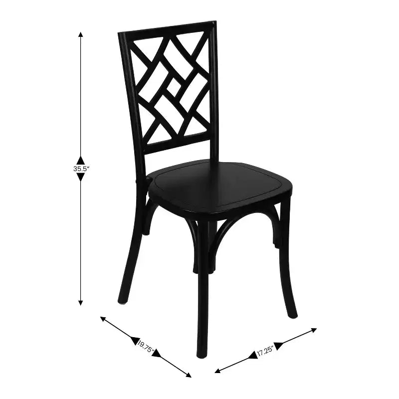 Sedia da pranzo impilabile in legno massello di qualità commerciale con dettagli intricati sullo schienale