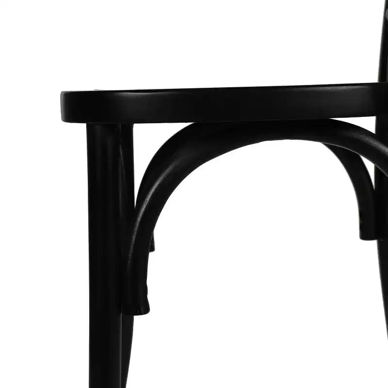Sedia da pranzo impilabile in legno massello di qualità commerciale con dettagli intricati sullo schienale